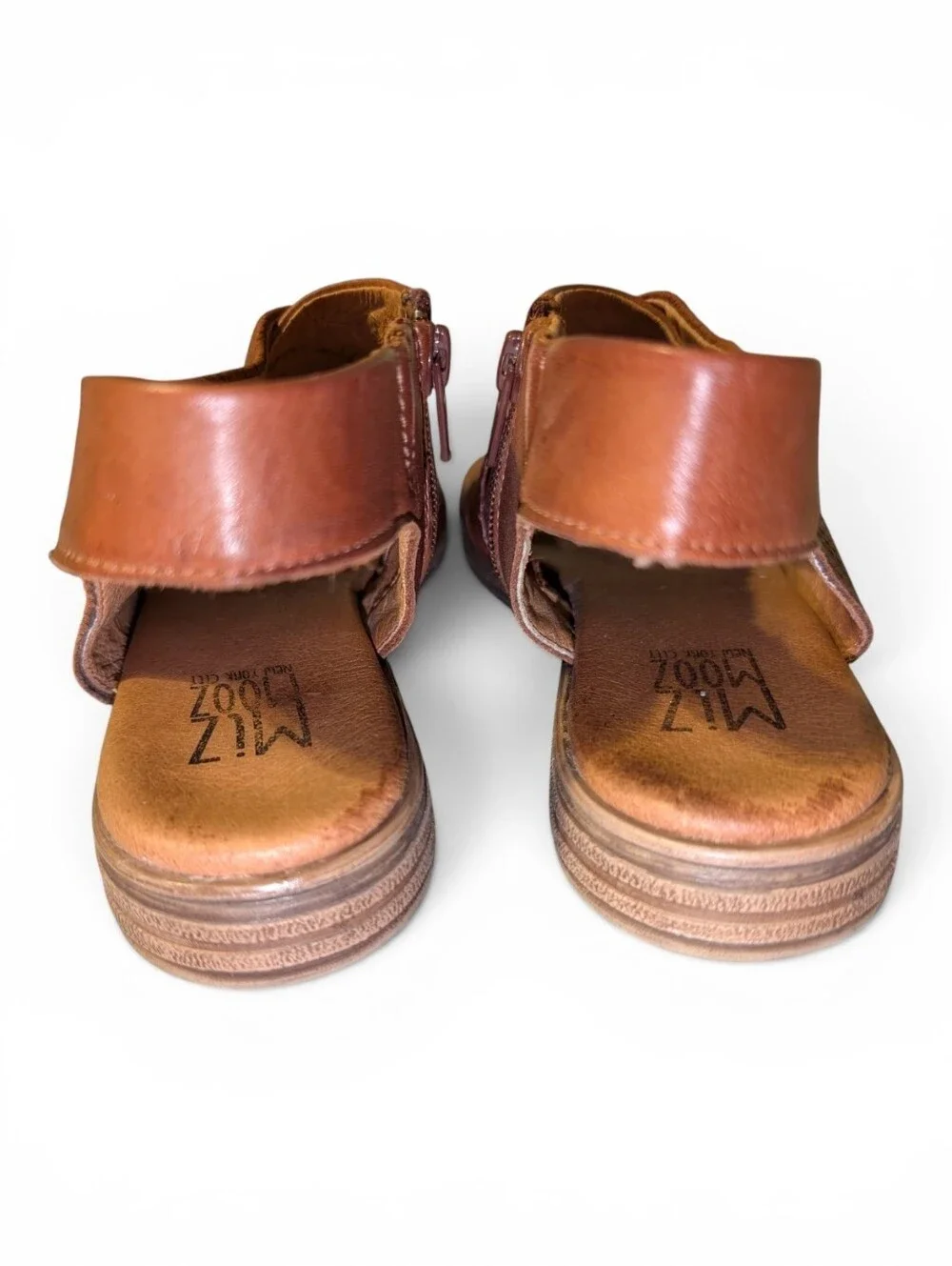 Miz Mooz Designer Brown Leather Slingback Sandals Studded Boho Sz EU 38 / 7.5-8